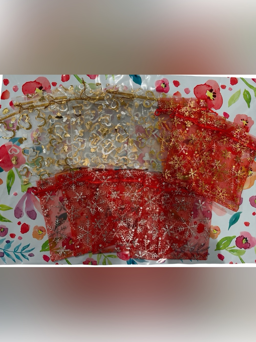Set of 18 Holiday Organza Gift Bags